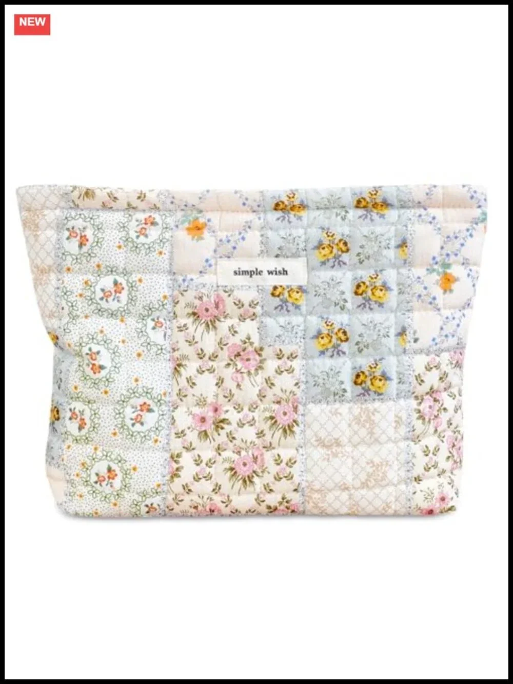 Quilted Cotton Makeup Bag Travel Toiletry Zipper Pouch Purse Organizer